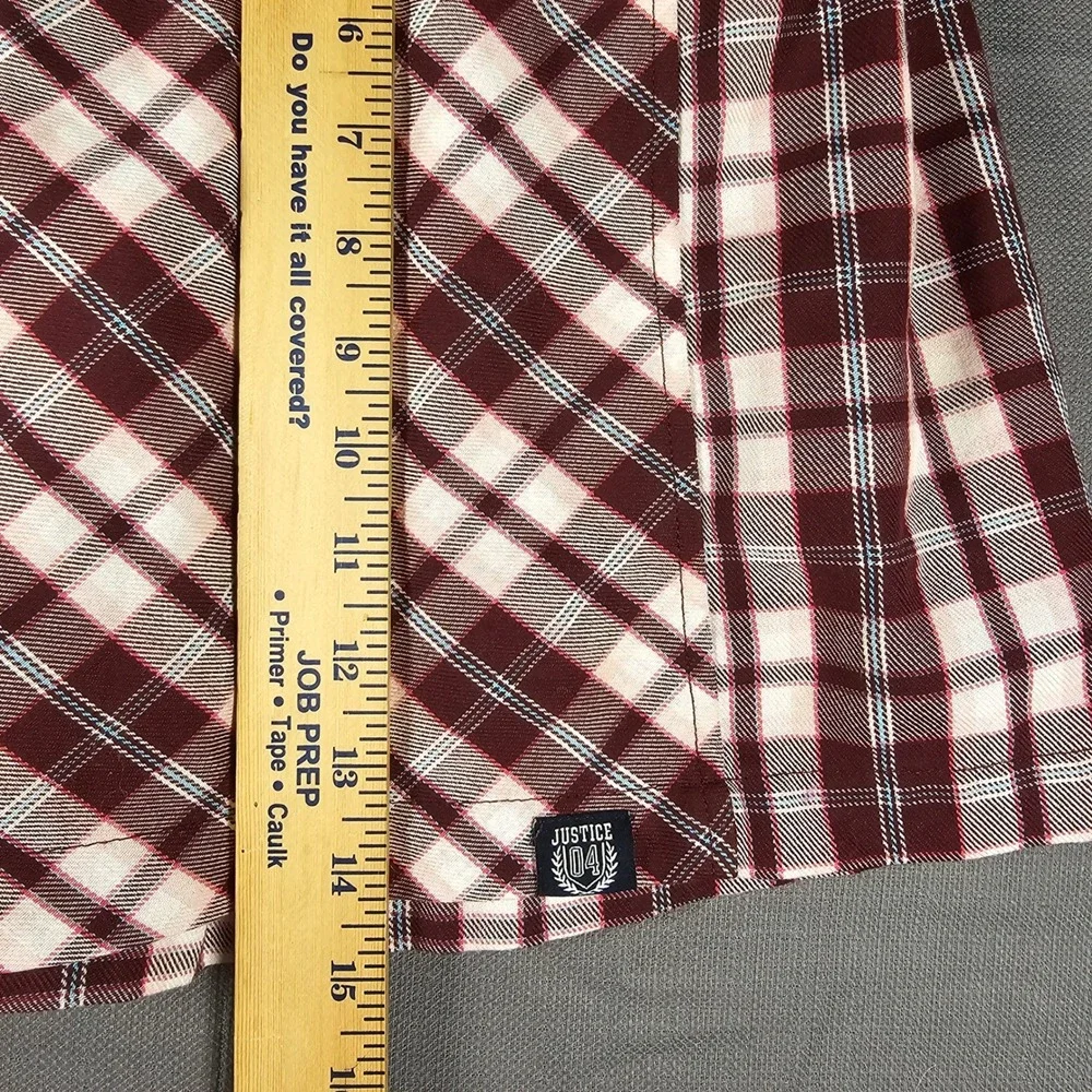 Justice Kids XL Plus 16P 18P Burgundy Plaid Skort Button Front 473910A